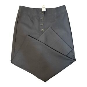 Loft Pants High Waist Wide Leg Trousers Button Front Modern Career Gray 8 NWT‎